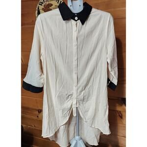 Bella Blue Ladies Beige S/M Button Up Top